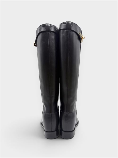 Damenstiefel mit innenliegendem Keilabsatz und Accessoire IL LACCIO | GS185338HVITELLONERO